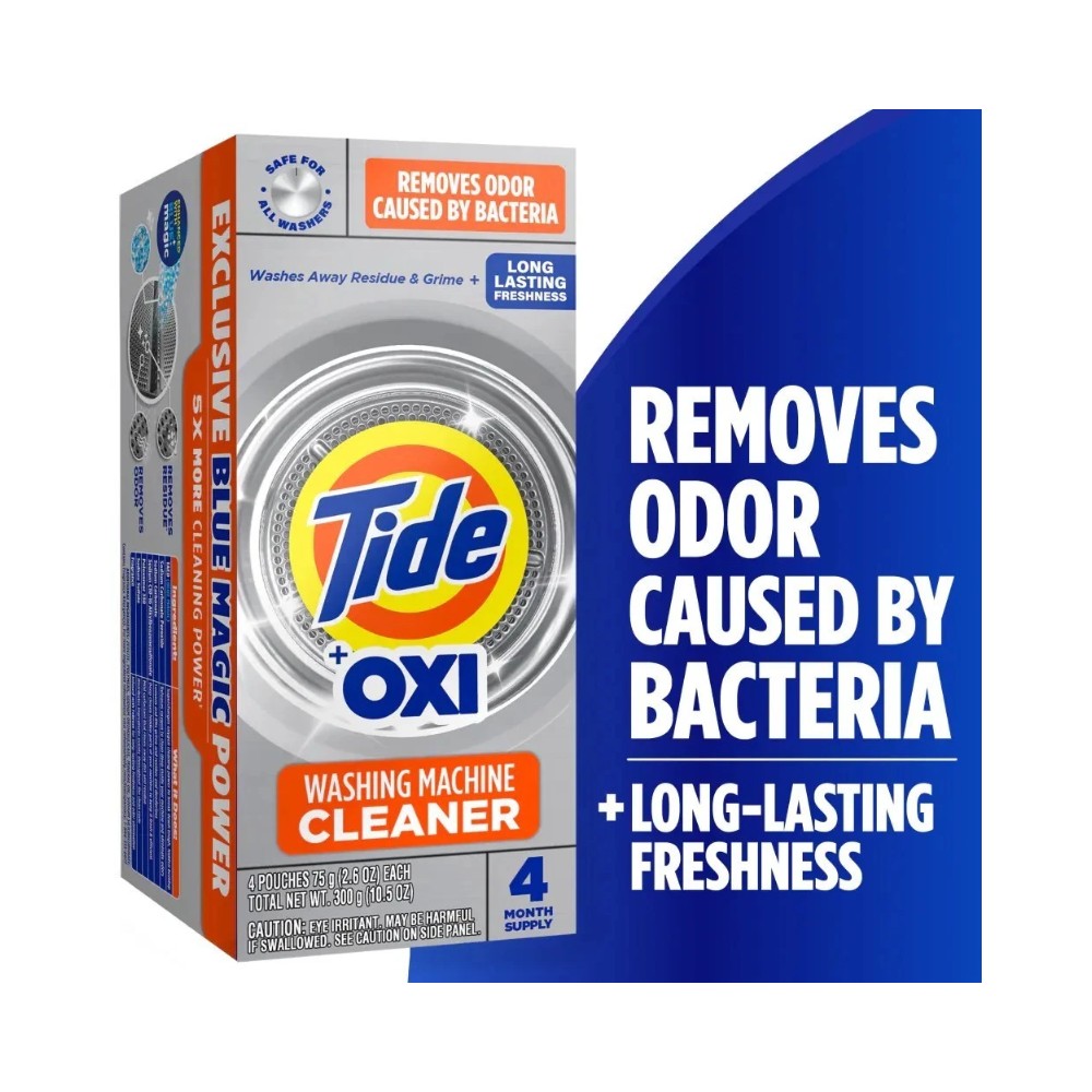 Tide Oxi Washing Machine Cleaner Pouches 4's 10.5 oz (300g)