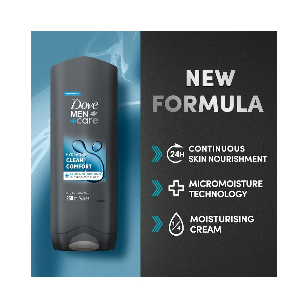 Dove Men+Care Clean Comfort Body & Face Wash 250ml
