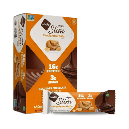 NuGo Slim Dark Chocolate Crunchy Peanut Butter Protein Bar 1.59oz (45g) - 12 Bars