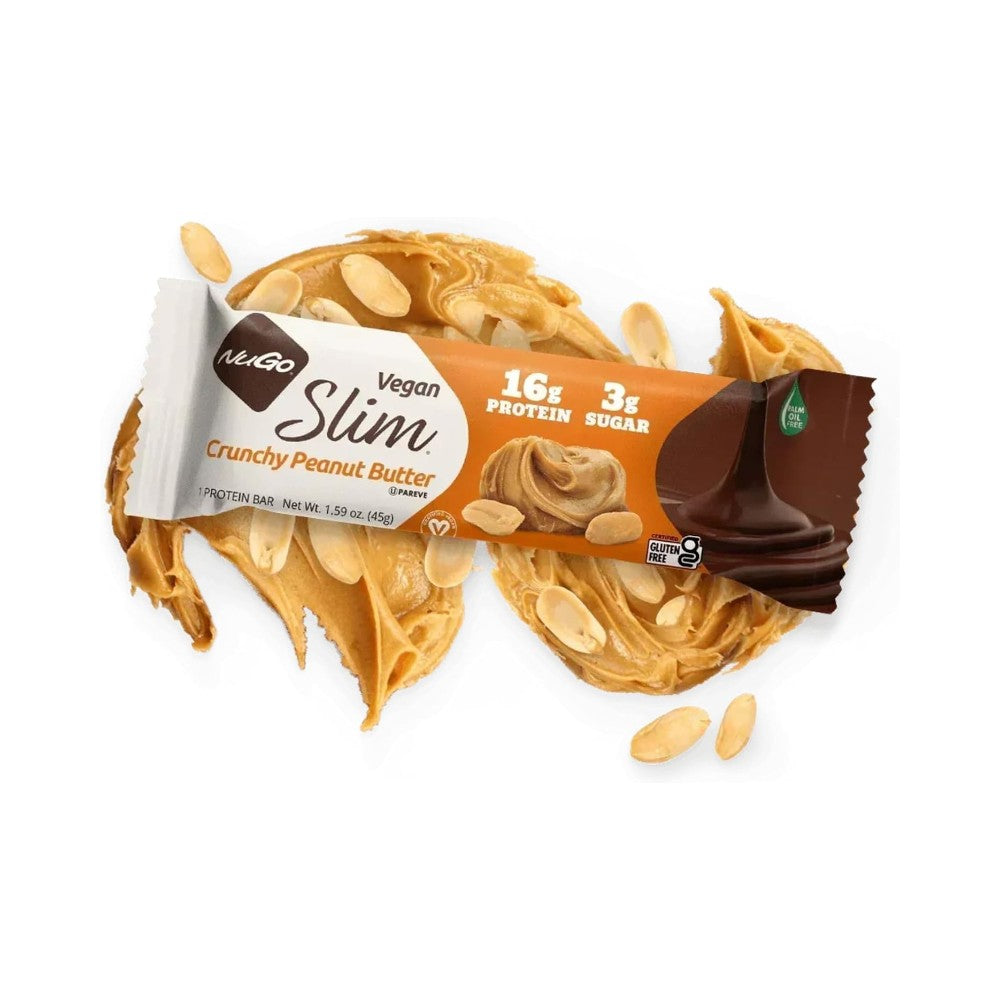 NuGo Slim Dark Chocolate Crunchy Peanut Butter Protein Bar 1.59oz (45g) - 12 Bars