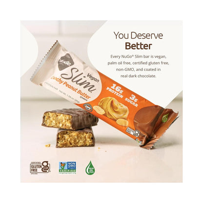 NuGo Slim Dark Chocolate Crunchy Peanut Butter Protein Bar 1.59oz (45g) - 12 Bars