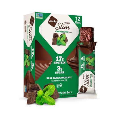 NuGo Slim Crunchy Chocolate Mint Protein Bar 1.59oz (45g) - 12 Bars