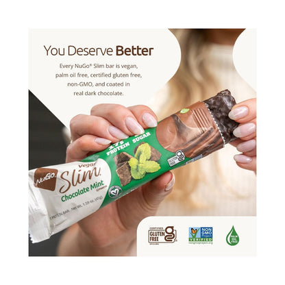 NuGo Slim Crunchy Chocolate Mint Protein Bar 1.59oz (45g) - 12 Bars