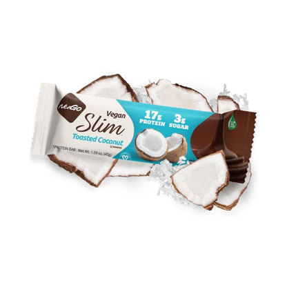 NuGo Slim Crunchy Dark Chocolate Toasted Coconut Protein Bar 1.59oz (45g) - 12 Bars