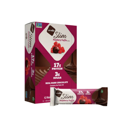 NuGo Slim Crunchy Dark Chocolate Raspberry Truffle Protein Bar 1.59oz (45g) - 12 Bars