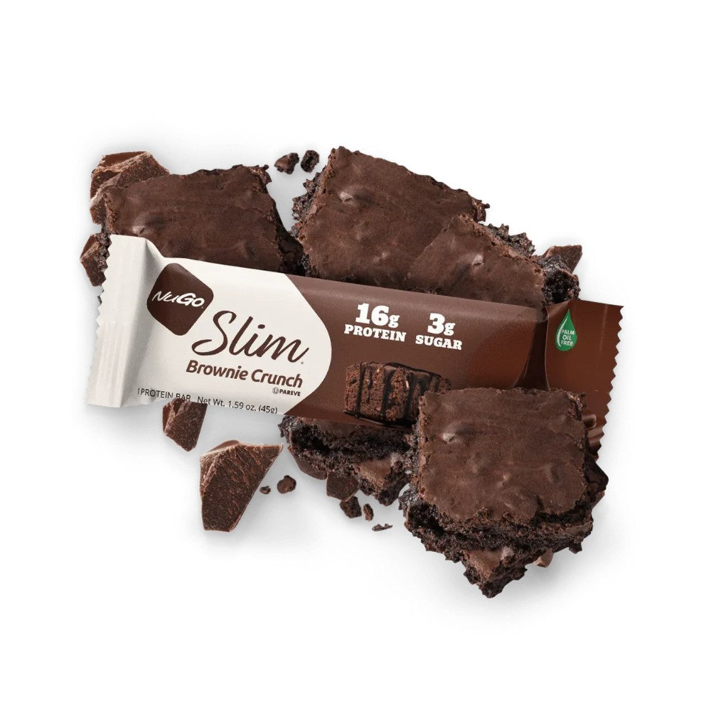 NuGo Slim Dark Chocolate Brownie Crunch Protein Bar 1.59oz (45g) - 12 Bars