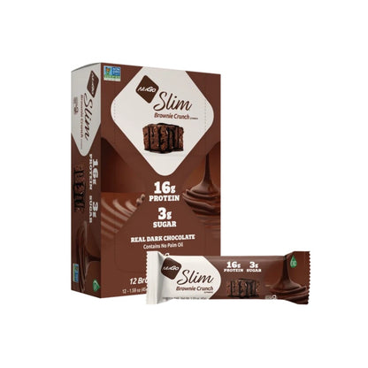 NuGo Slim Dark Chocolate Brownie Crunch Protein Bar 1.59oz (45g) - 12 Bars
