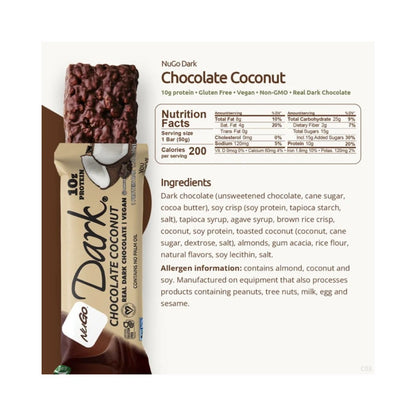 NuGo Dark Chocolate Coconut Protein Bar 1.76oz (50g)