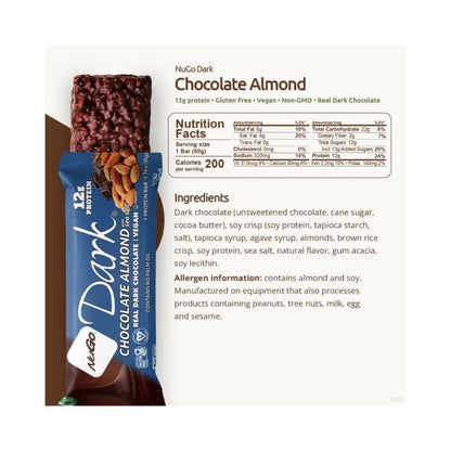 NuGo Dark Chocolate Almond Protein Bar 1.76oz (50g)