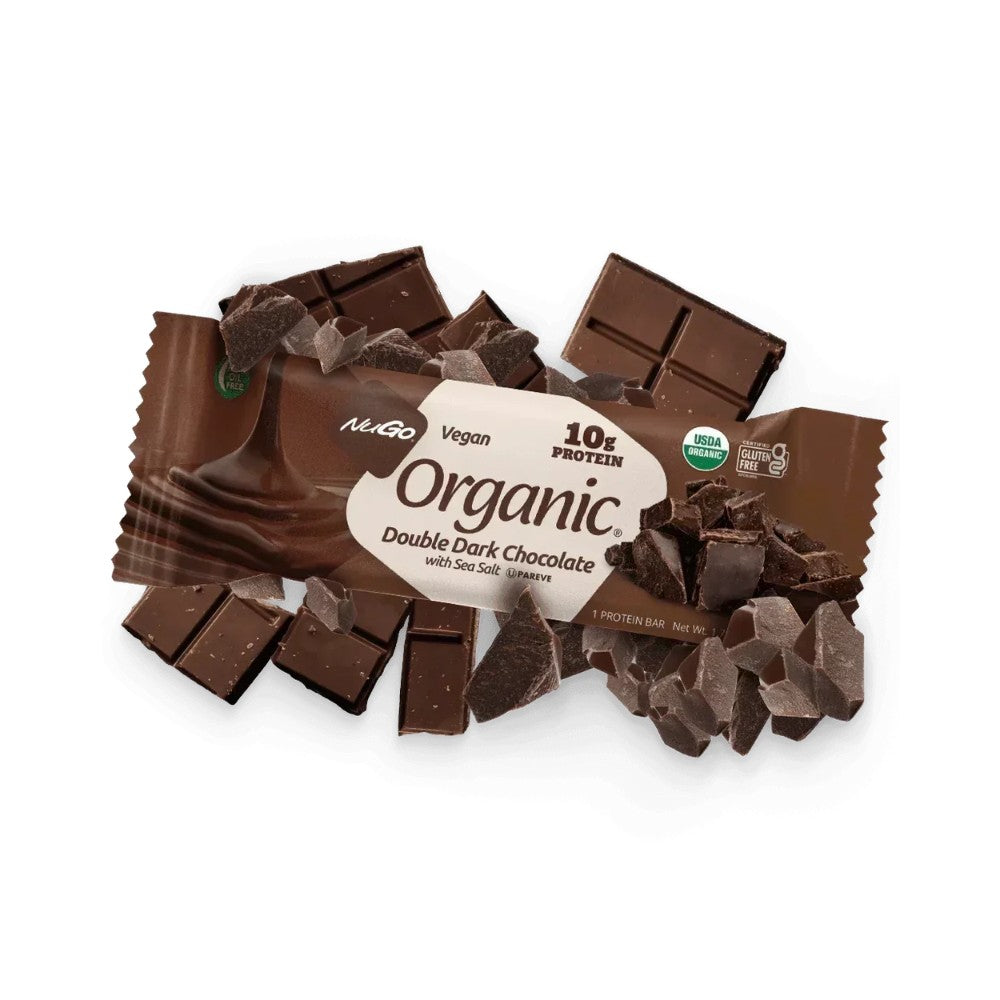 NuGo Organic Double Dark Chocolate with Seal Salt Protein Bar 1.76oz (50g) - 12 Bars