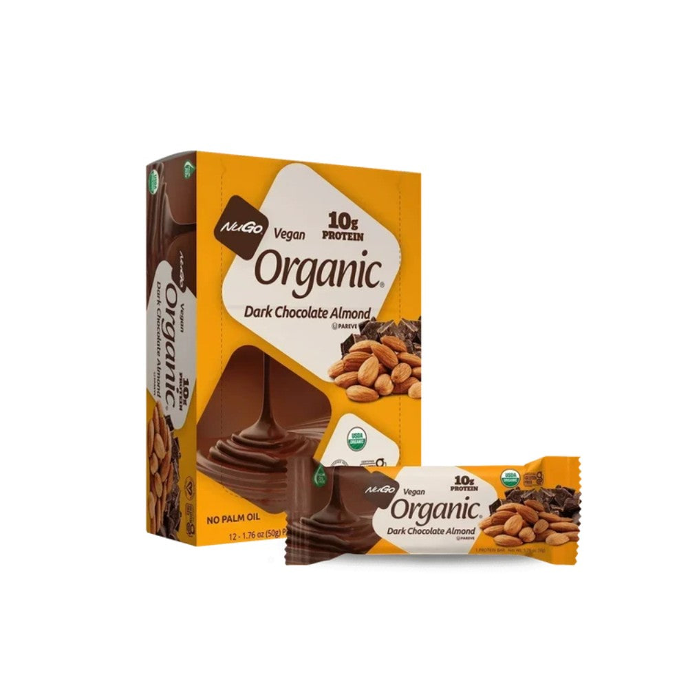 NuGo Organic Dark Chocolate Almond with Seal Salt Protein Bar 1.76oz (50g) - 12 Bars