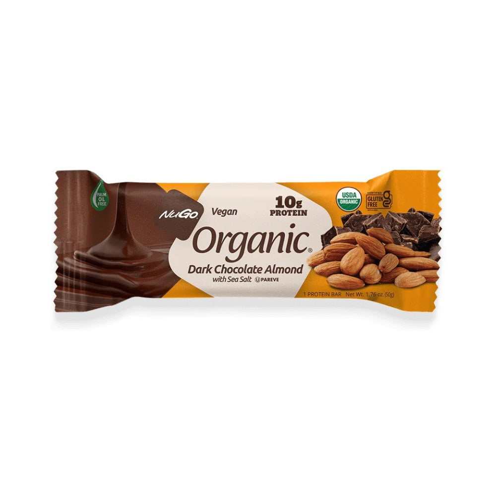 NuGo Organic Dark Chocolate Almond with Seal Salt Protein Bar 1.76oz (50g) - 12 Bars