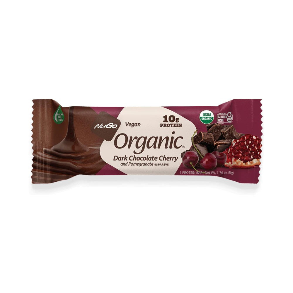 NuGo Organic Dark Chocolate Cherry & Pomegranate Protein Bar 1.76oz (50g) - 12 Bars