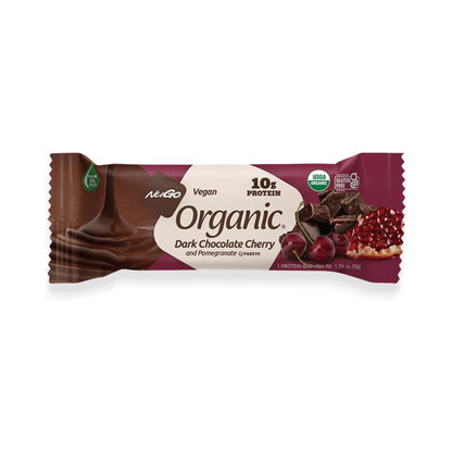 NuGo Organic Dark Chocolate Cherry & Pomegranate Protein Bar 1.76oz (50g) - 12 Bars