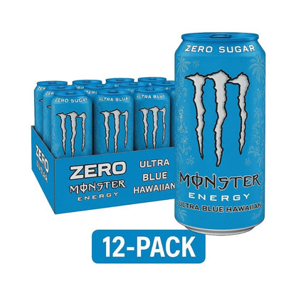 Monster Ultra Blue Hawaiia Zero Sugar Energy Drink Can 16oz (473ml) - Pack of 12