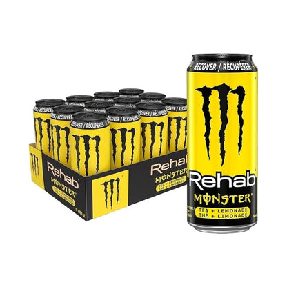 Monster Rehab Peach Tea Energy Drink Cans 458ml - Pack of 12