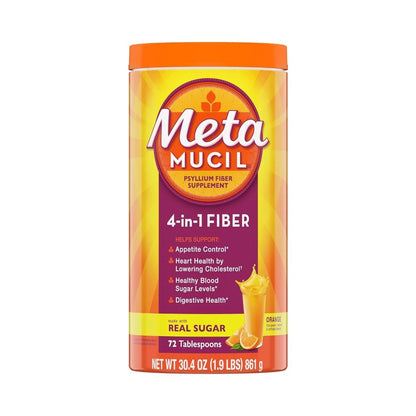 Metamucil Psyllium 4 in 1 Fiber Supplement Powder Orange Flavour 30.4oz (861g)