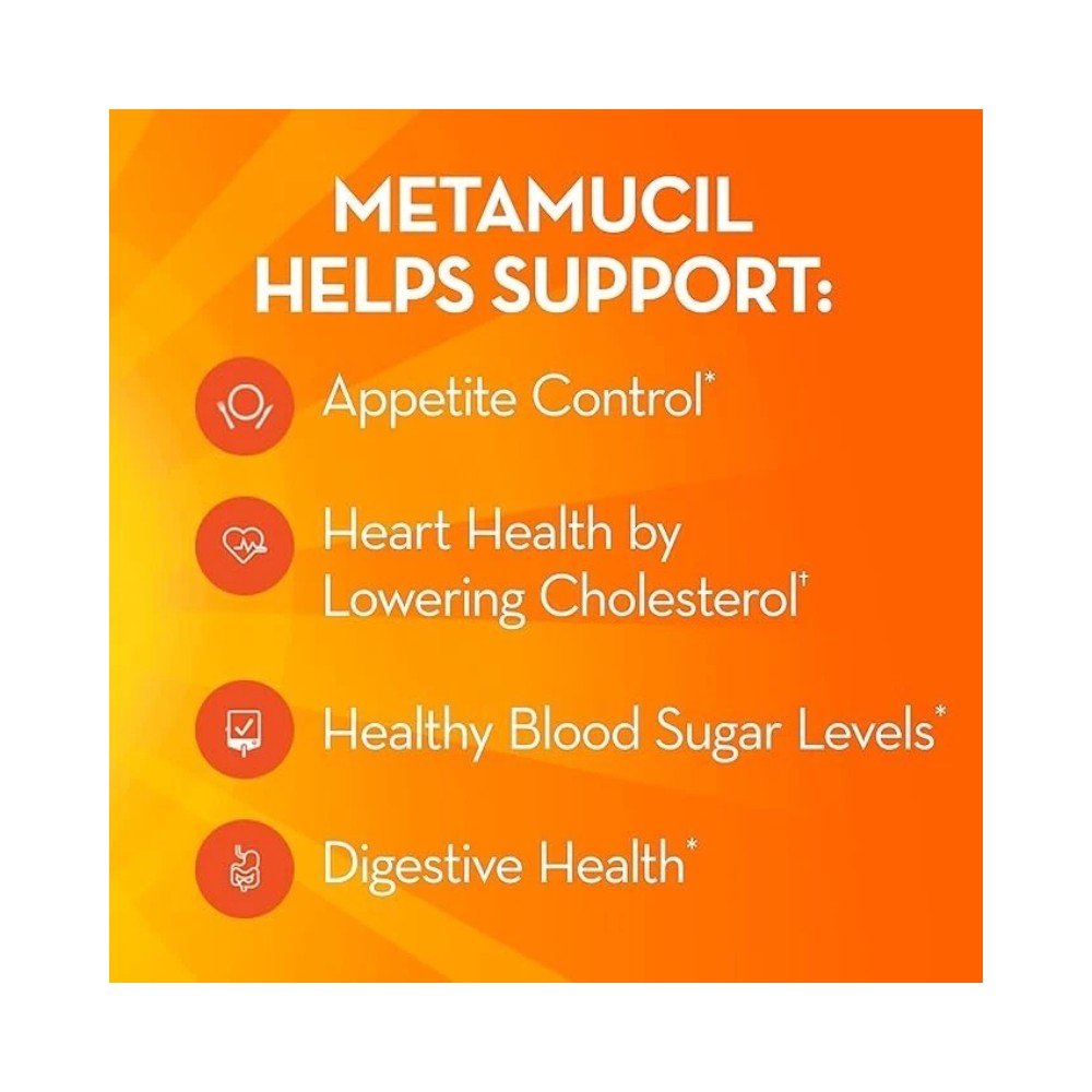Metamucil Psyllium 4 in 1 Fiber Supplement Powder Orange Flavour 30.4oz (861g)