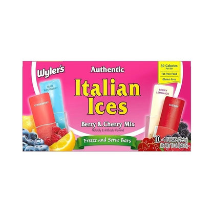 Wyler’s Italian Ices Berry & Cherry Mix Freeze & Serve Bars 10's