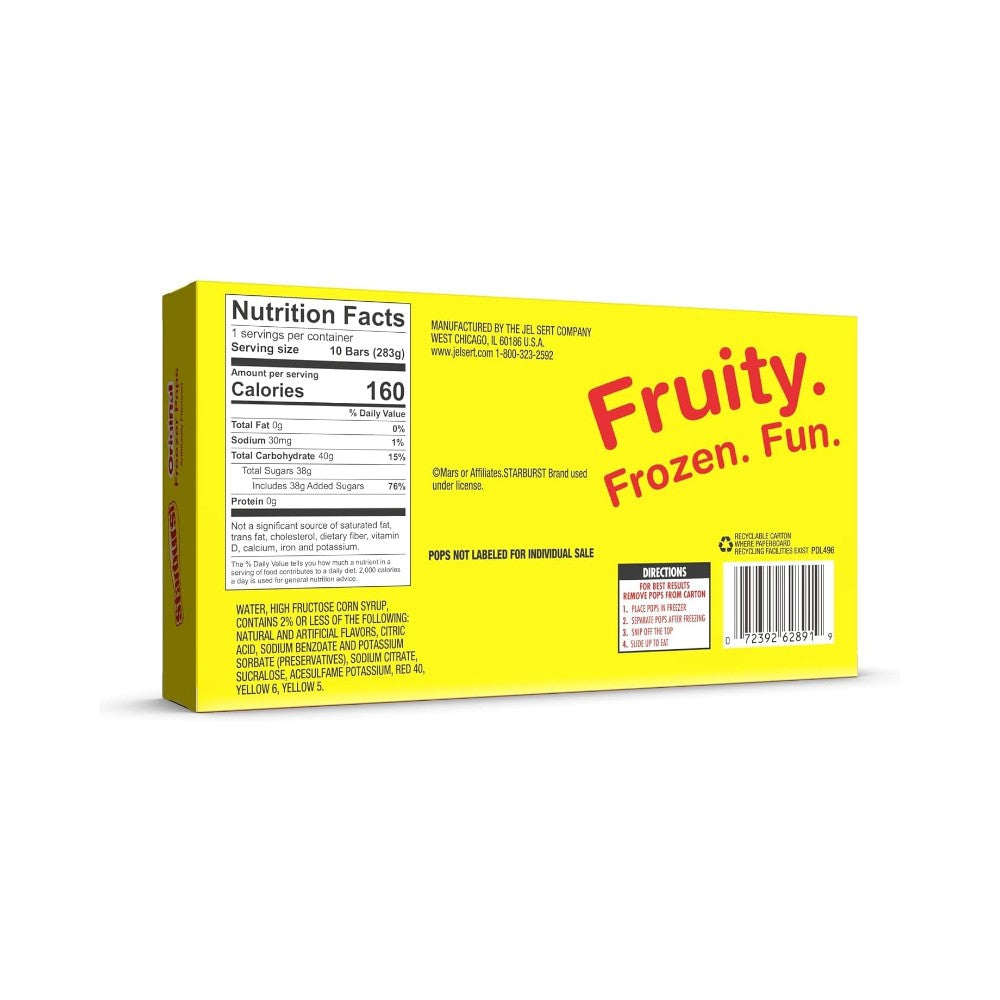 Starburst Original Assorted Freezer Pops Ice Bars 10's 10oz (283.5g)