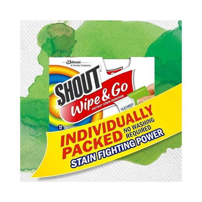Shout Wipe & Go Instant Stain Remover Wipes 12ct