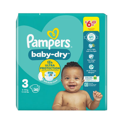 Pampers Baby Dry Nappies Size 3 - 30 Nappies