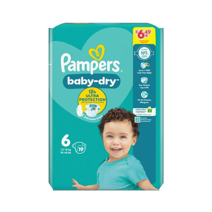 Pampers Baby Dry Nappies Size 6 - 19 Nappies