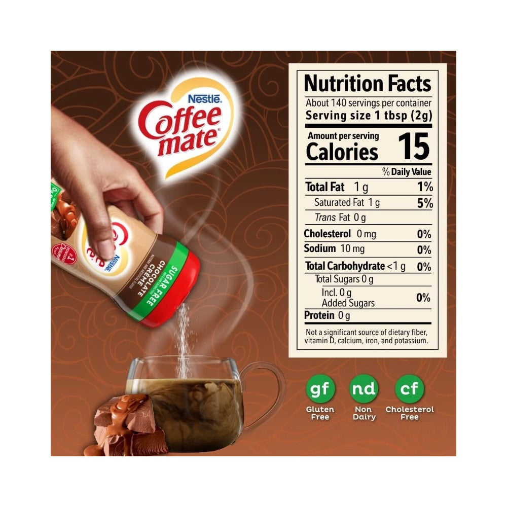 Nestle Coffee Mate Chocolate Creme Sugar Free Powder Coffee Creamer 10.2oz
