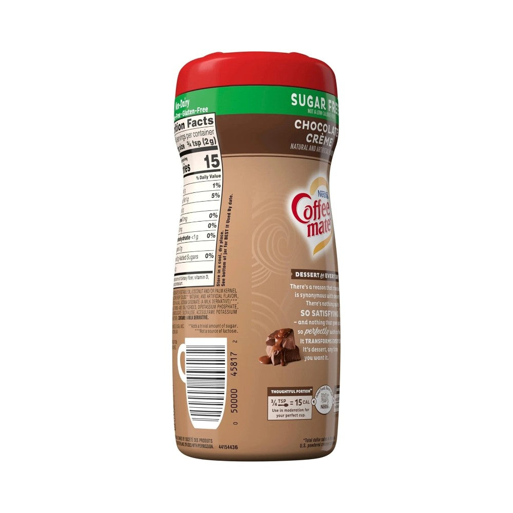 Nestle Coffee Mate Chocolate Creme Sugar Free Powder Coffee Creamer 10.2oz