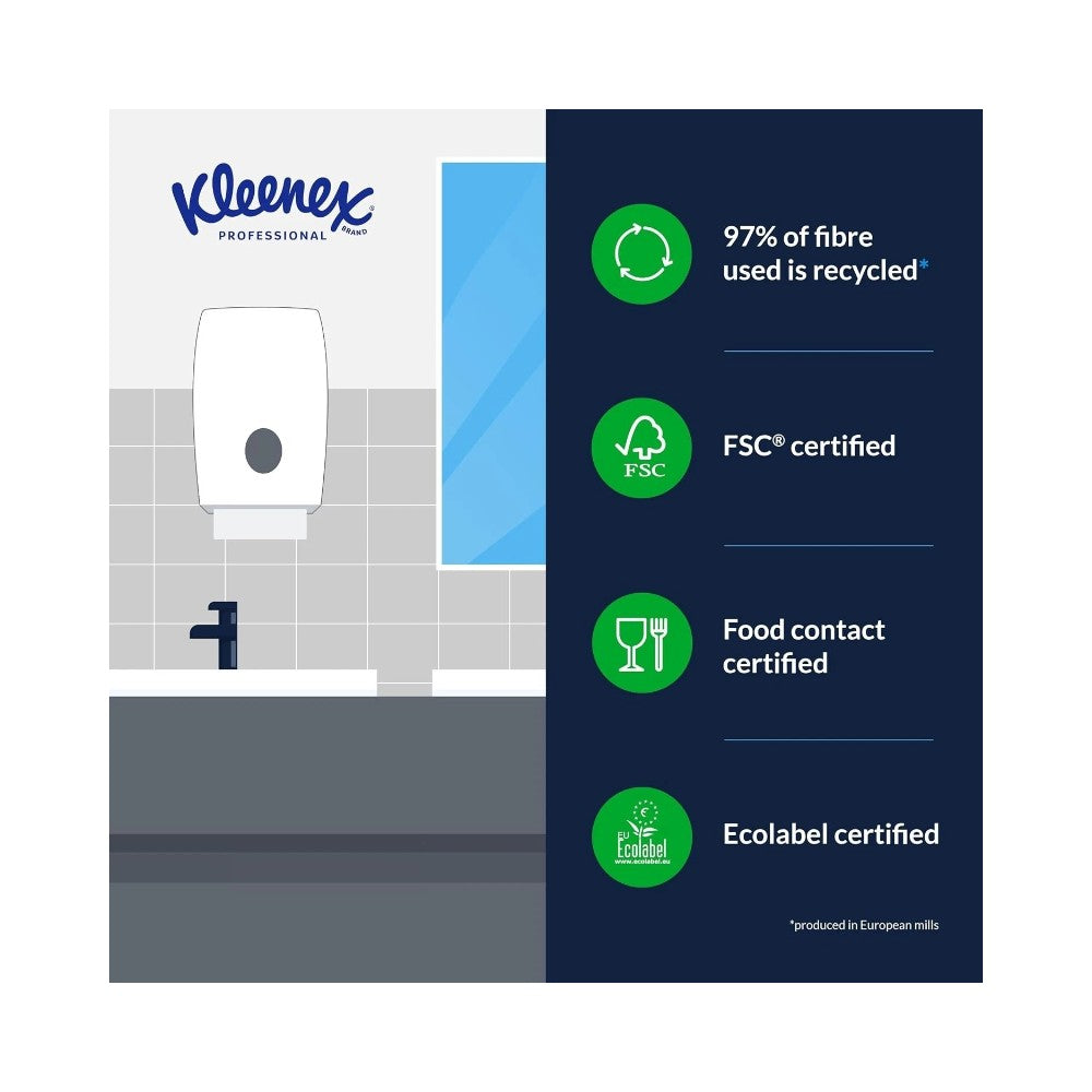 Kleenex White Universal Folded Paper Hand Towels 186's - Pack of 15