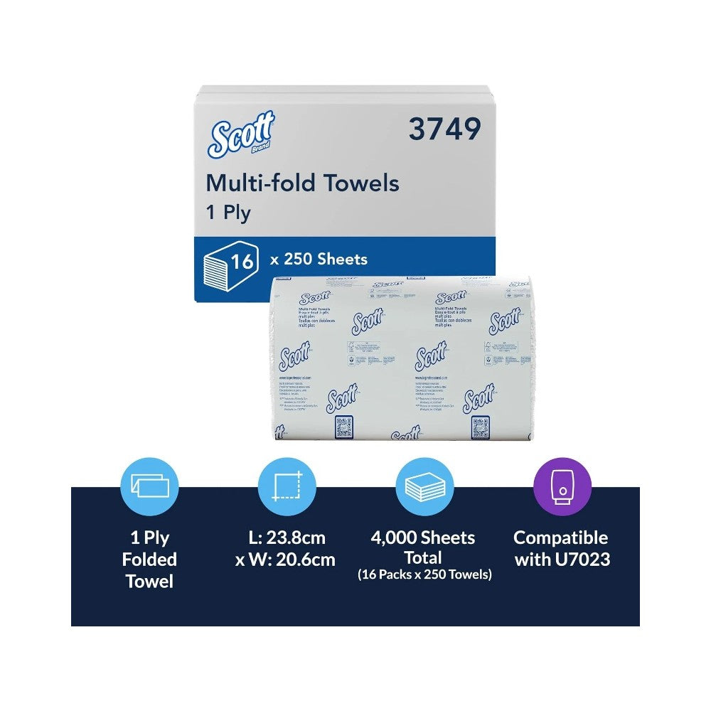 Scott Multifold Z-Fold Paper Towels 250's - Pack of 16