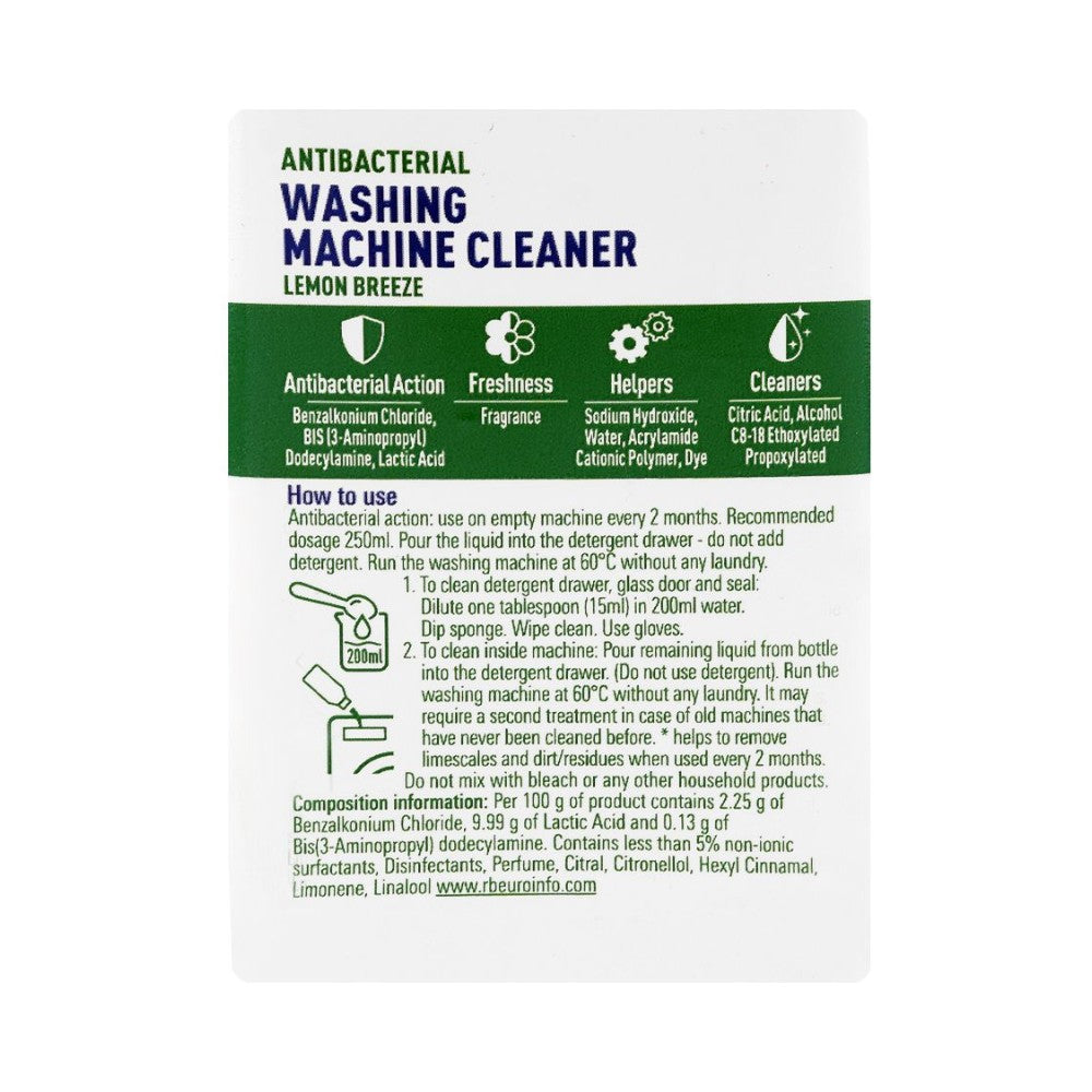 Dettol Antibac 5 in 1 Washing Machine Cleaner Lemon Breeze 250ml - Pack of 6